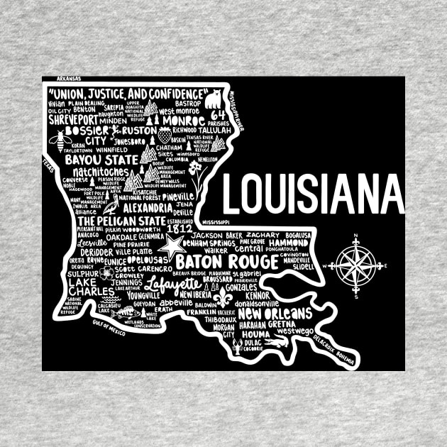 Louisiana Map by fiberandgloss